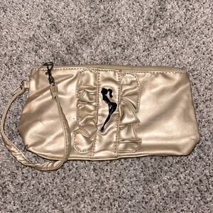 Gold and back Dollhouse zipper pouch makeup bag